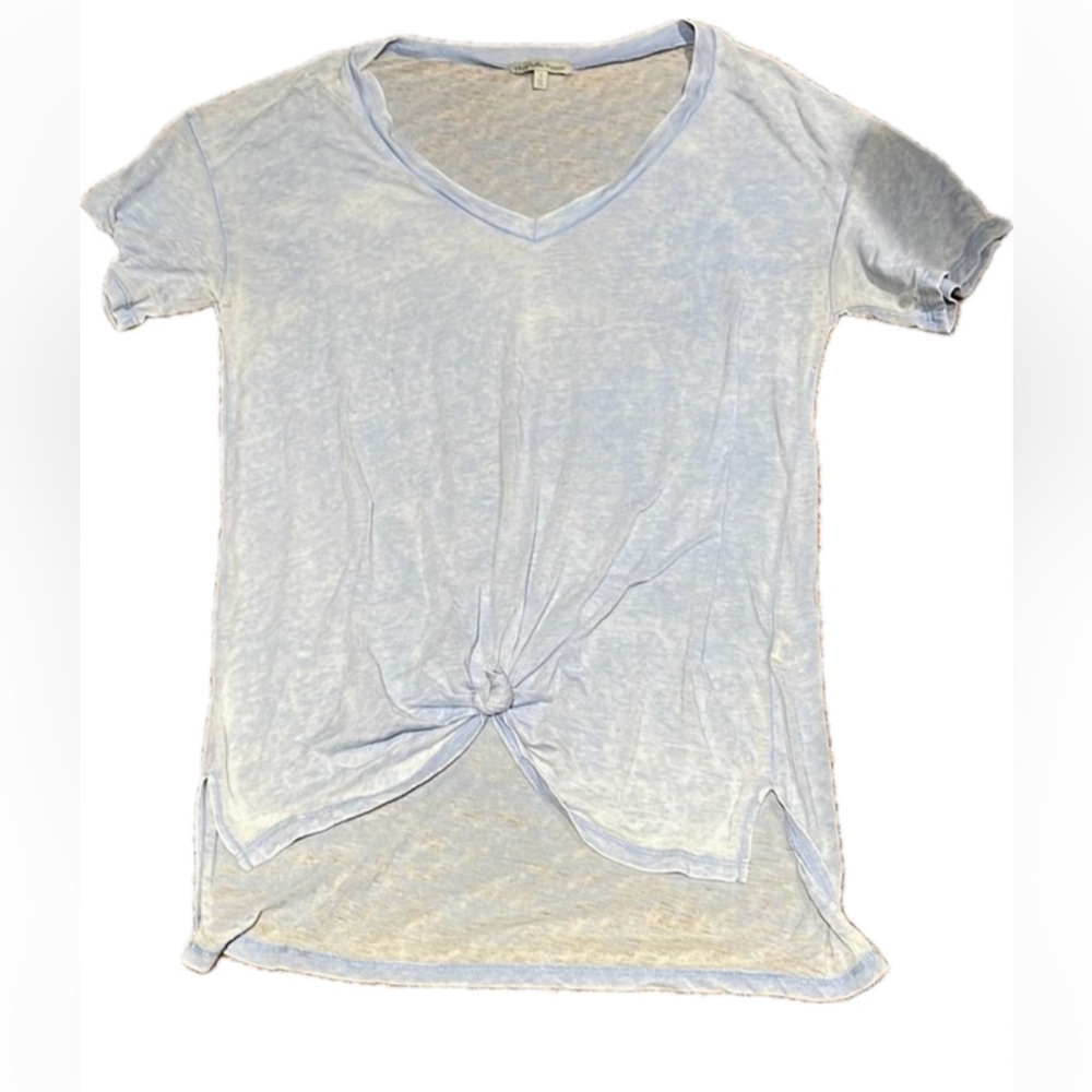 Charlotte Russe light blue burn out tee with tie front - Picture 1 of 4
